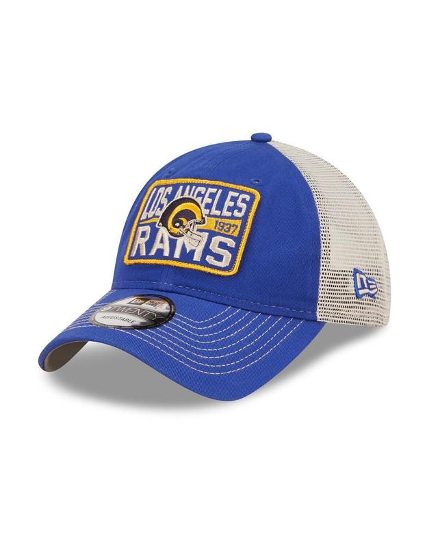 Mens New Era Royal Los Angeles Rams Historic Logo Devoted Trucker 9TWENTY Snapback Hat - Royal Product Image