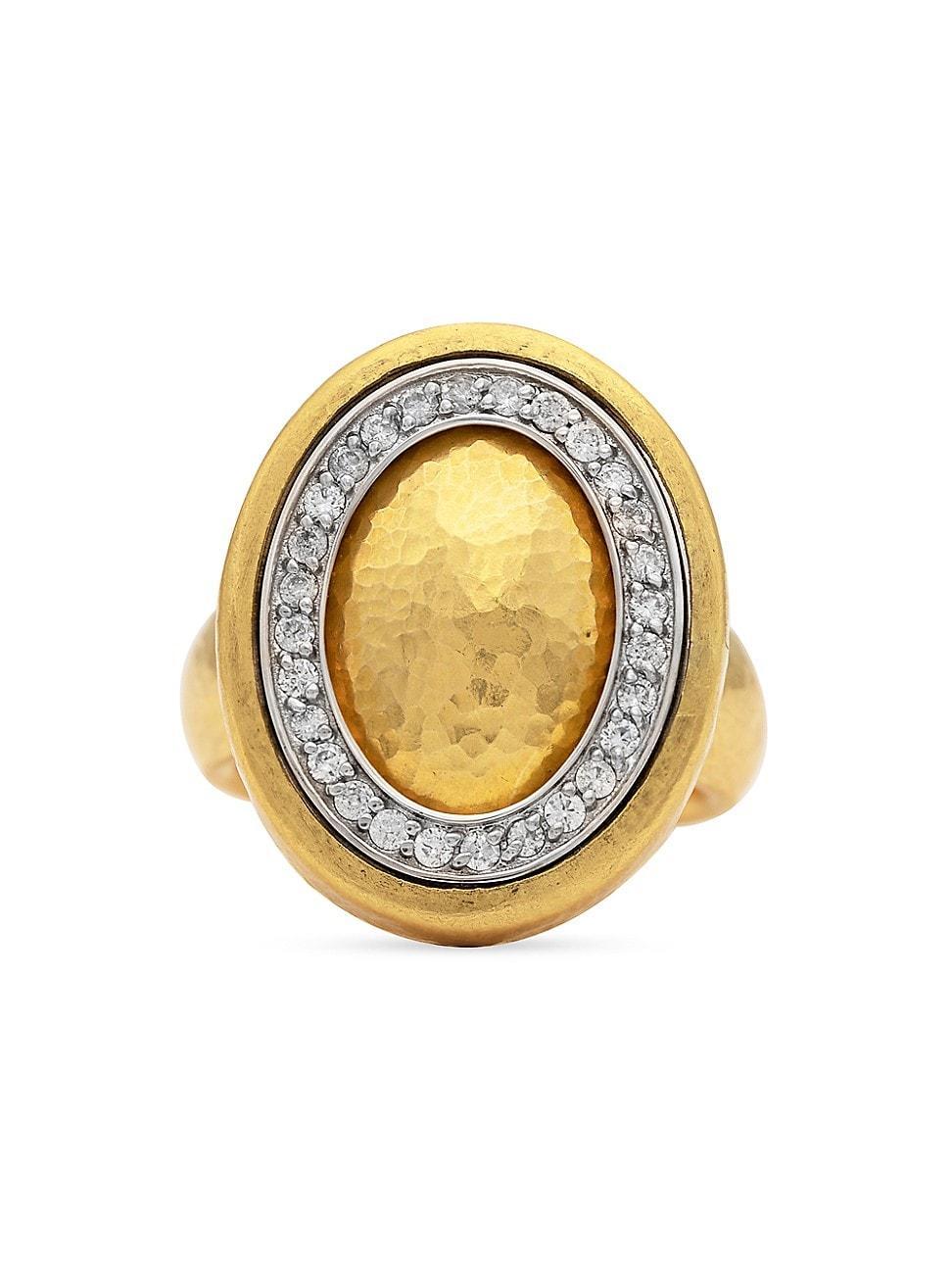 Womens Amulet 24K Yellow Gold, 18K White Gold & 0.45 TCW Diamond Cocktail Ring Product Image