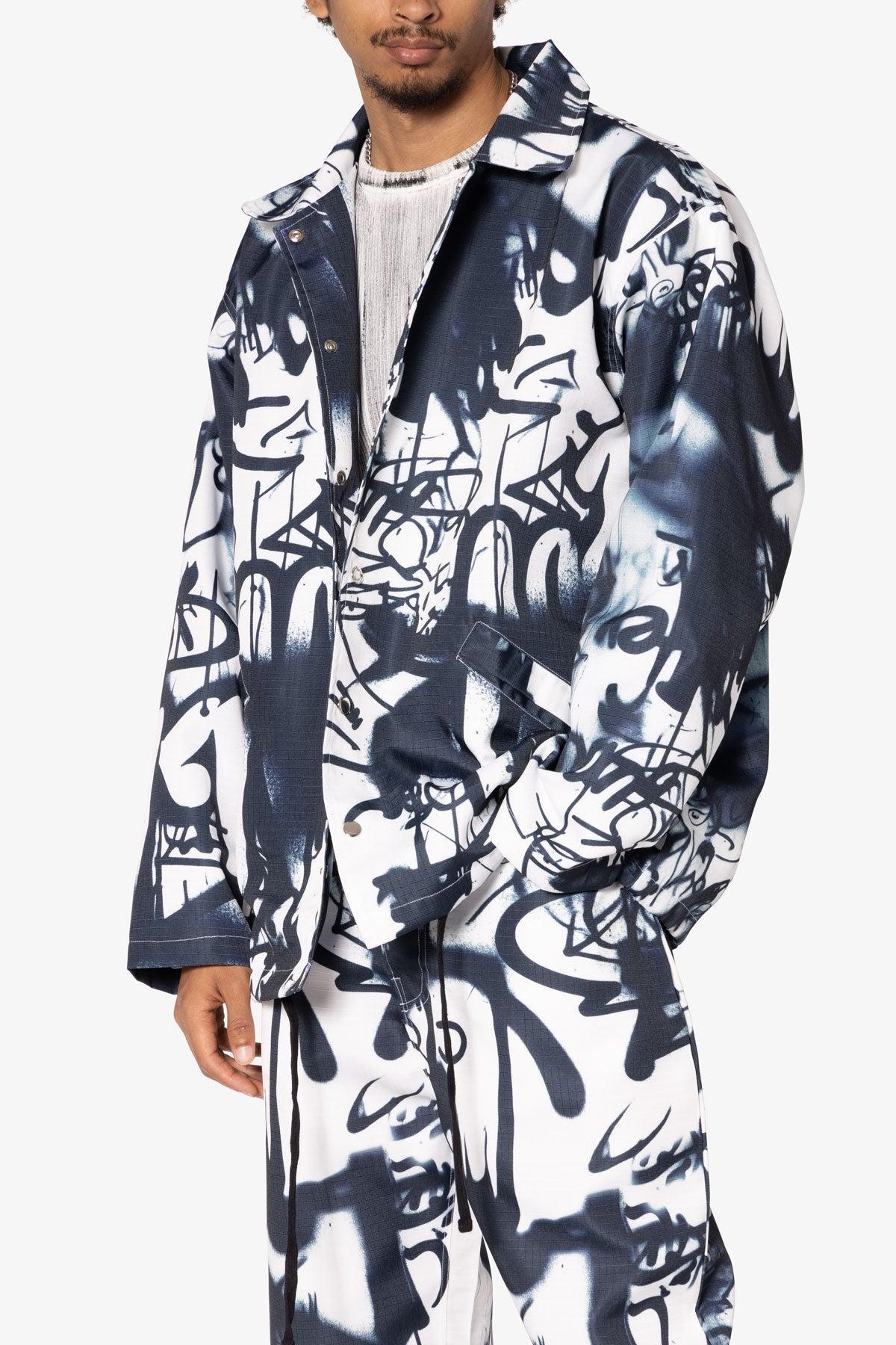 Graffiti Coach Jacket - Black/White Product Image