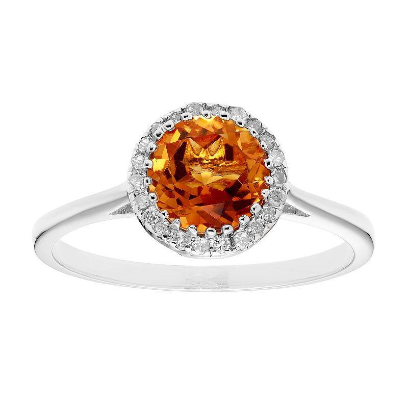 10K Gold & 1/10 Carat T.W. Diamond Citrine Ring, Womens Pink Product Image