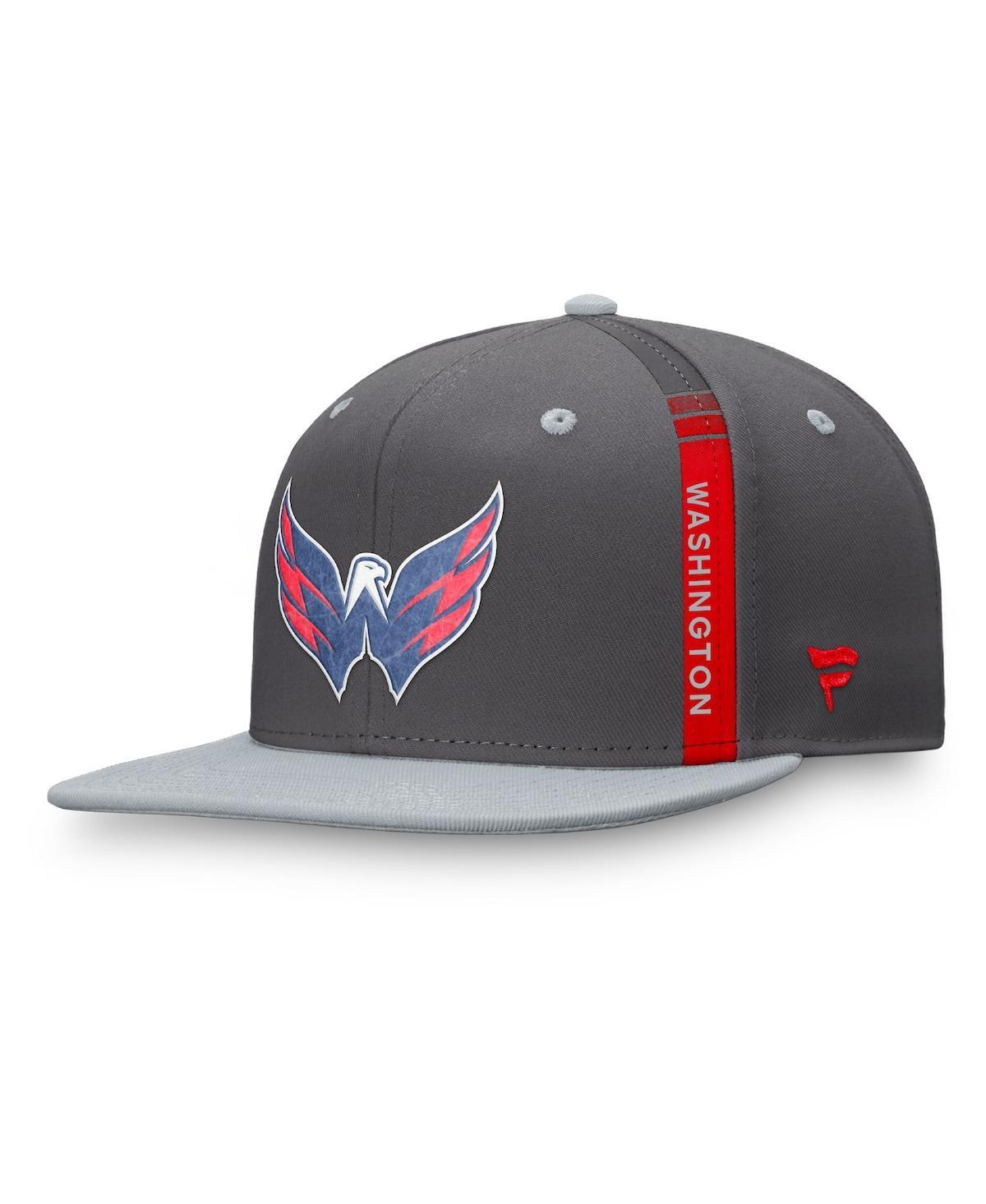 Mens Fanatics Branded Charcoal Washington Capitals Authentic Pro Home Ice Snapback Hat, Grey Product Image