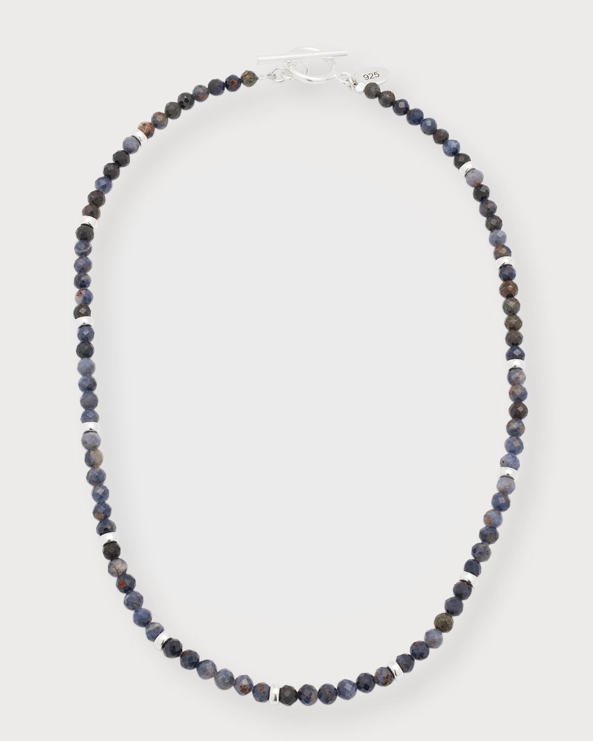 Mens Sapphire Beaded Necklace Product Image