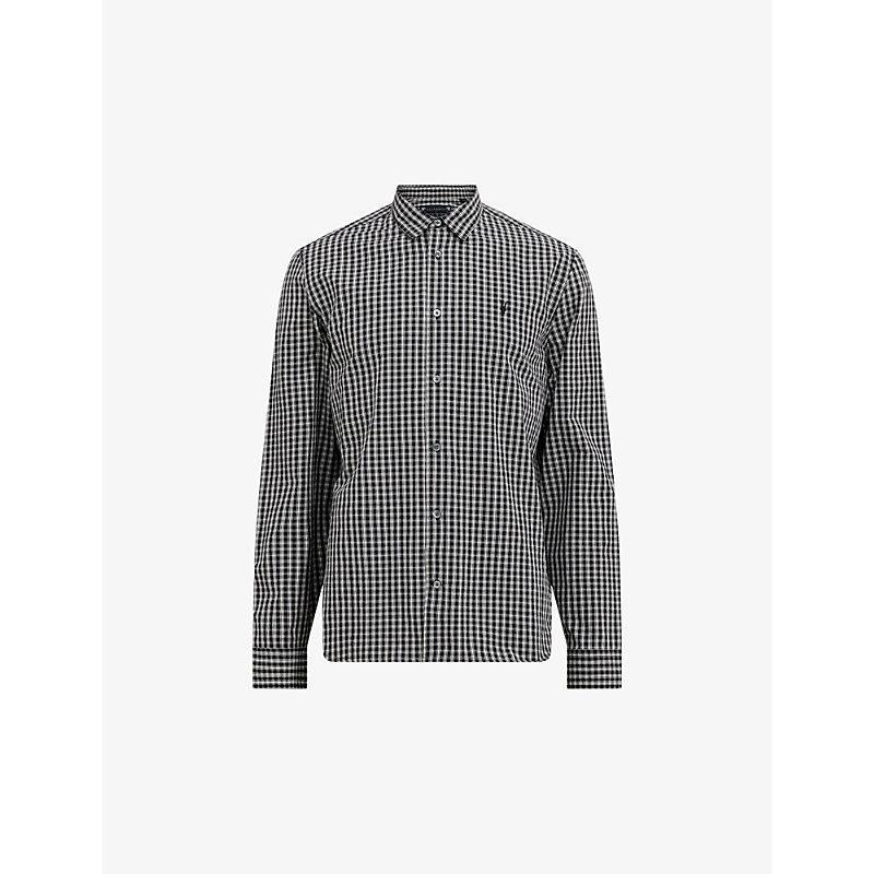 ALLSAINTS Neo Checked Ramskull Relaxed Fit Shirt In Black/white Product Image