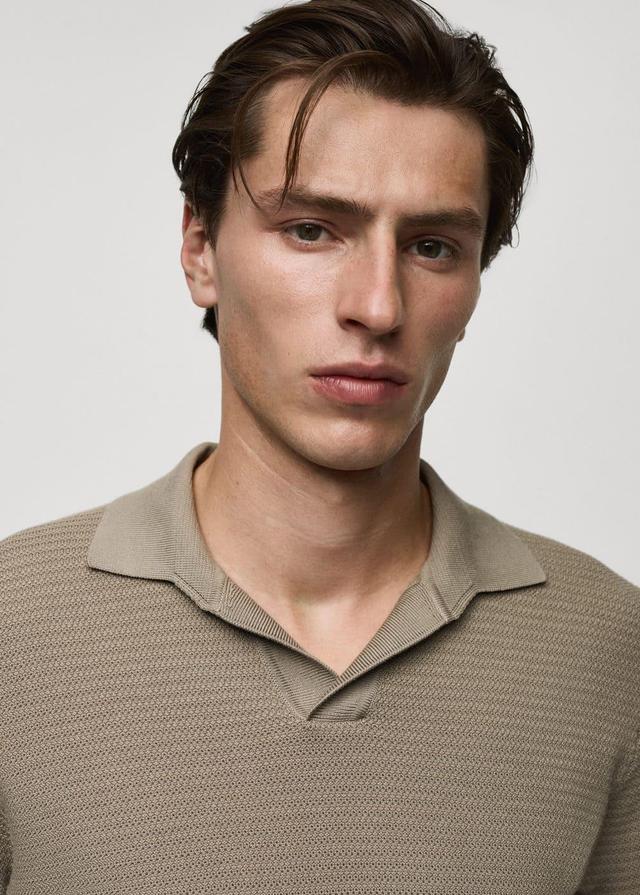 Tencel™ cotton polo shirt with braided knit - Men | MANGO USA Product Image