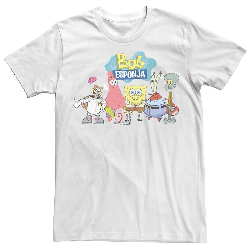 Mens Nickelodeon SpongeBob SquarePants Bob Esponja Happy Group Shot Graphic Tee Product Image