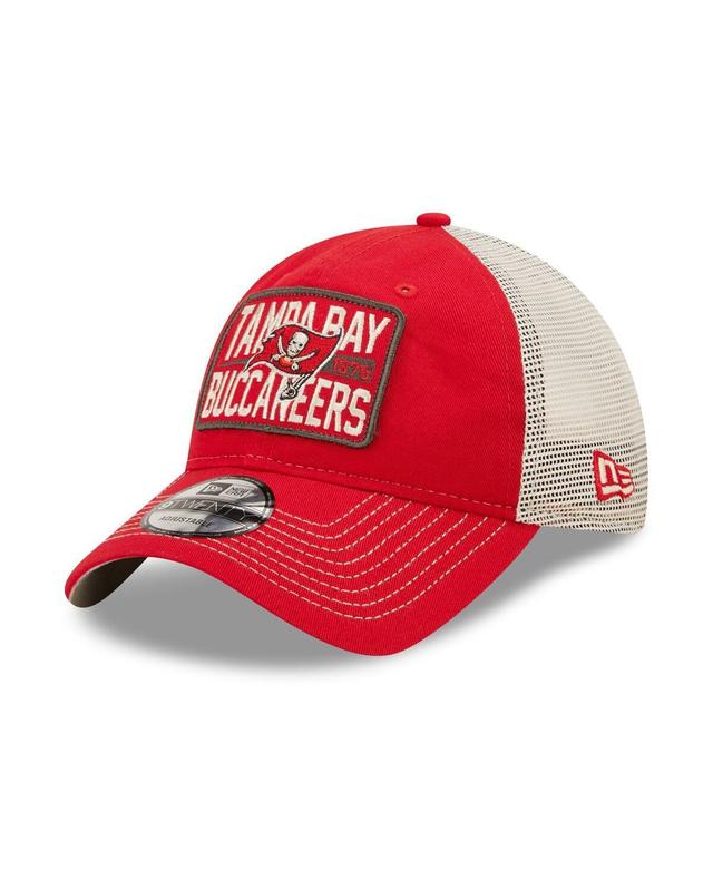 Mens New Era Red and Natural Tampa Bay Buccaneers Devoted Trucker 9TWENTY Snapback Hat - Red Product Image