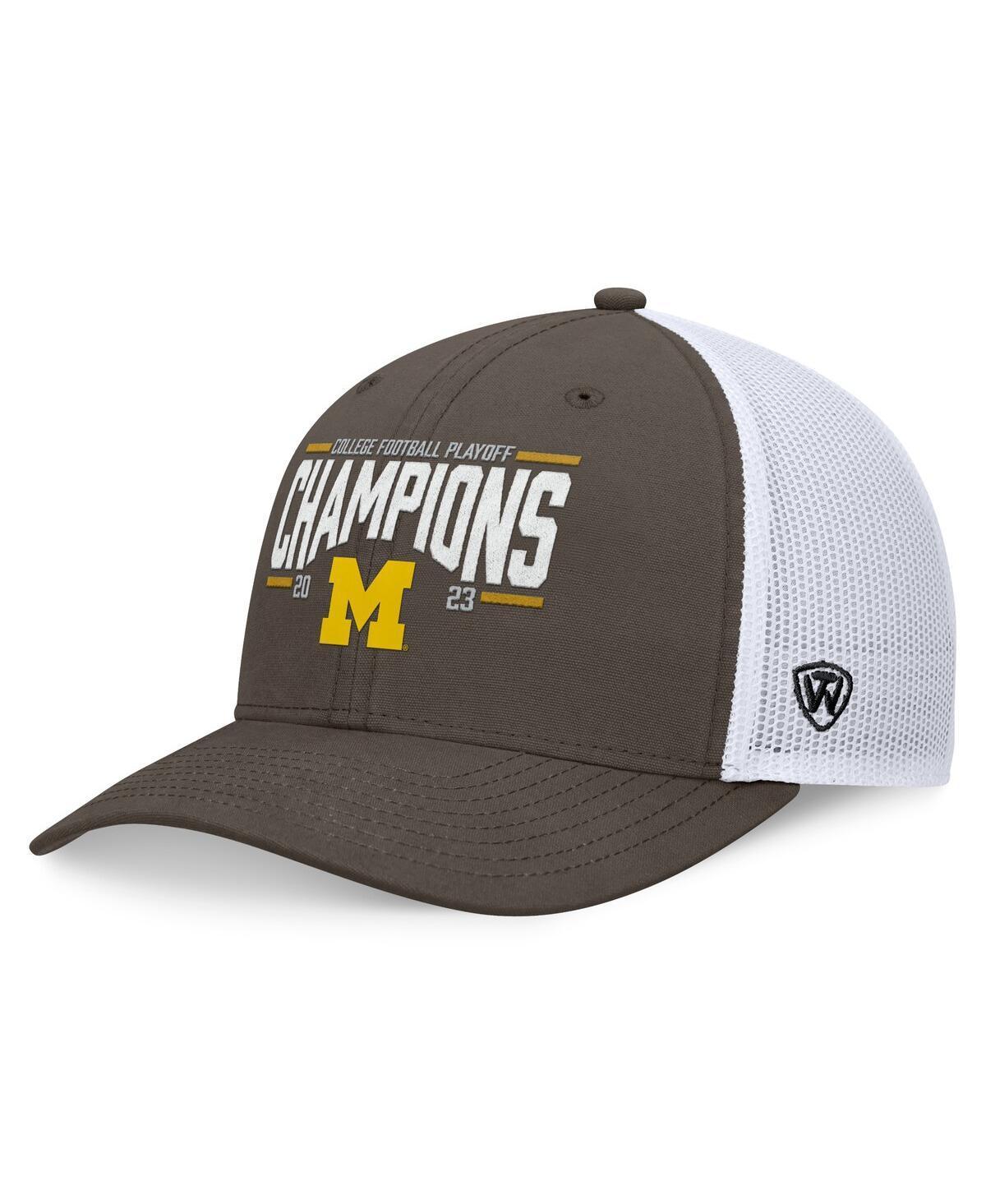 Mens Top of the World Michigan Wolverines College Football Playoff 2023 National Champions Structured Trucker Adjustable Hat - Heath Product Image