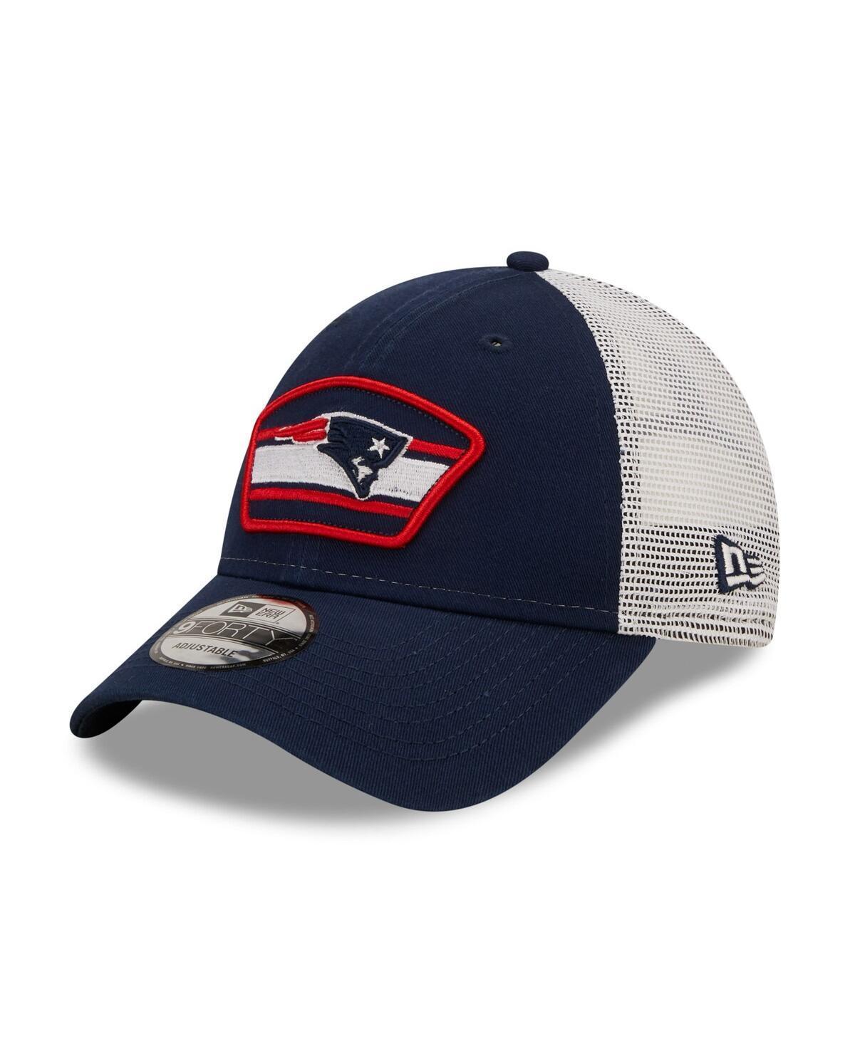 Mens New Era Navy New England Patriots Logo Patch Trucker 9FORTY Snapback Hat - Navy Product Image