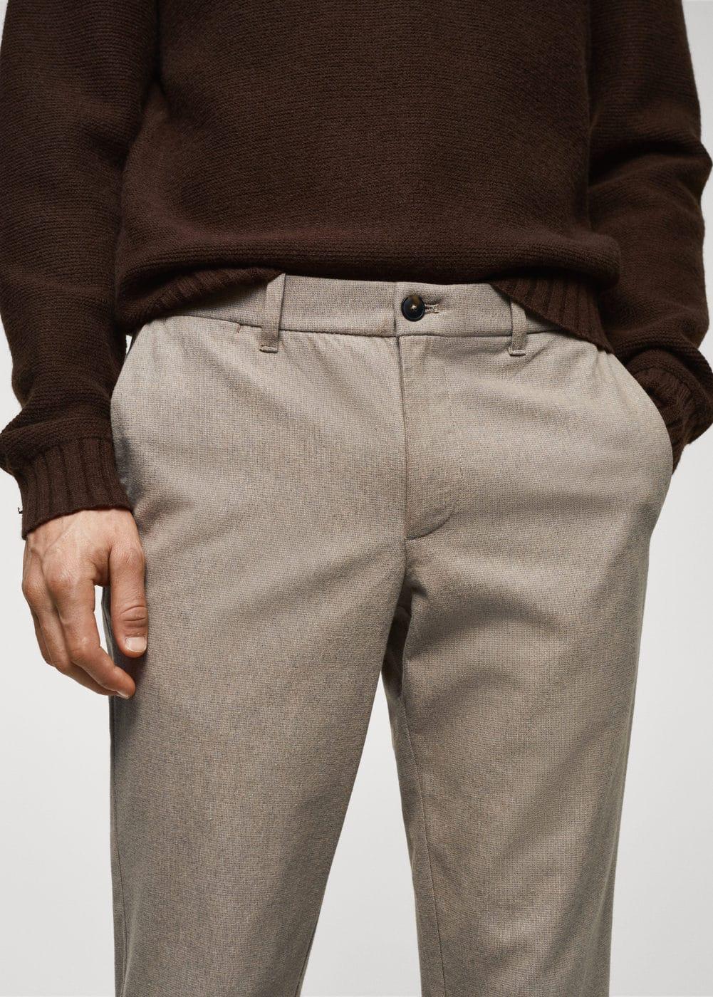 MANGO MAN - Slim fit structured cotton pants beigeMen Product Image