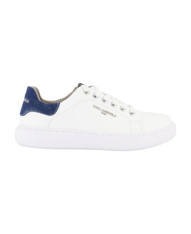 Karl Lagerfeld Paris Mens Leather Side Logo Bit Sneakers with Denim Back Counter Product Image