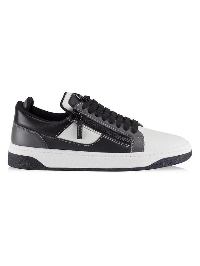 Mens Leather Zip Low-Top Sneakers Product Image