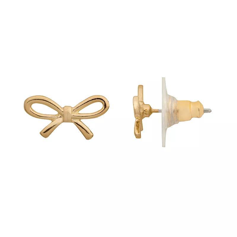 LC Lauren Conrad Gold Tone Metal Bow Stud Earrings, Womens, None Product Image