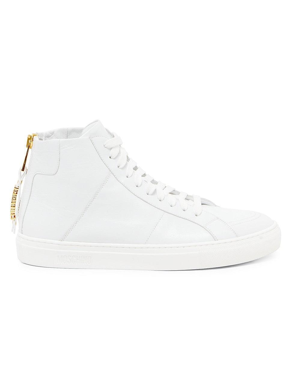 Men's Leather Zip High-Top Sneakers Product Image