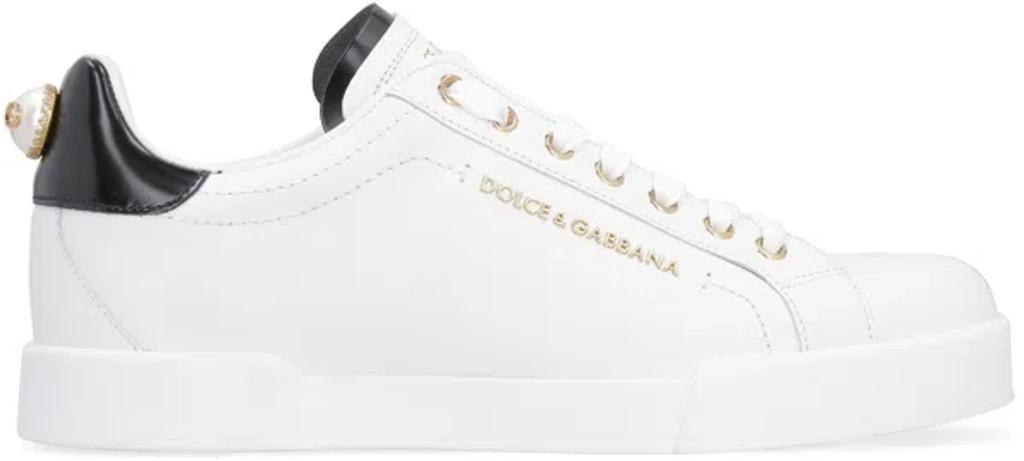 DOLCE & GABBANA Embellished Sneakers In White Product Image