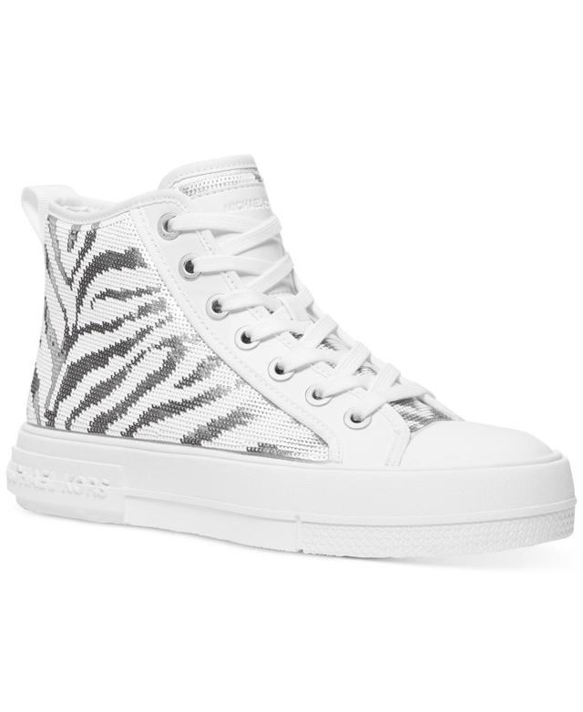 Michael Michael Kors Womens Zebra Sequin High-Top Sneakers - Optic White/ Product Image