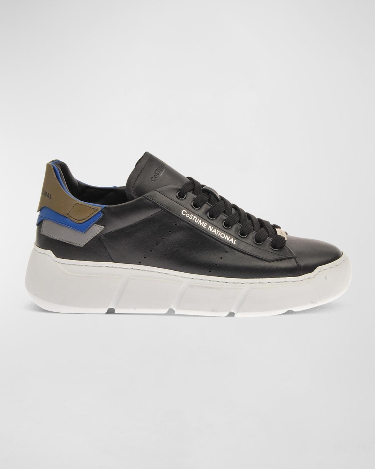 Mens Leather Low-Top Logo Sneakers Product Image