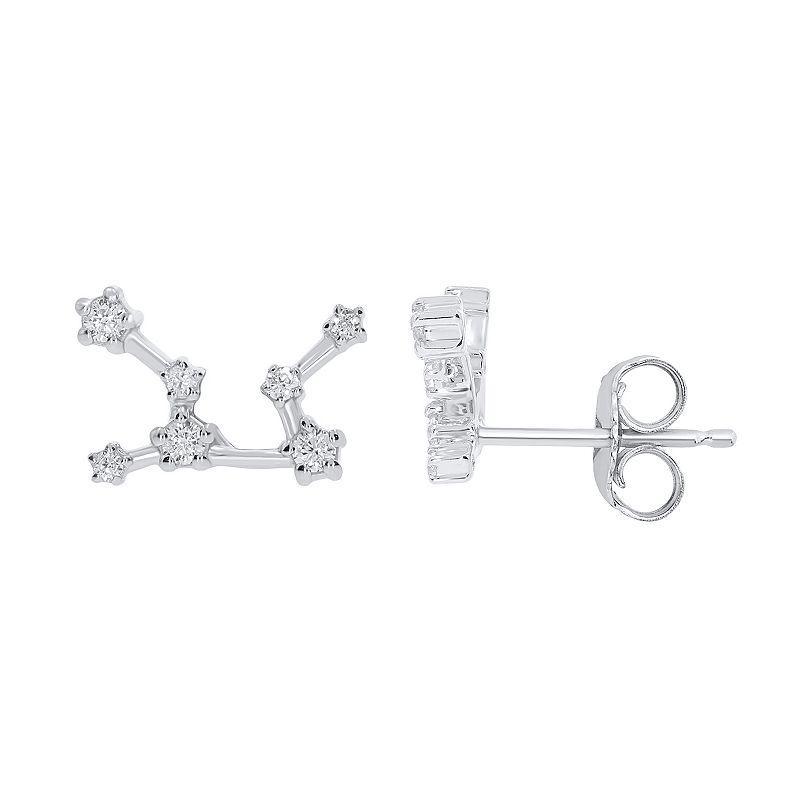 Irena Park Sterling Silver 1/5 Carat T.W. Diamond Zodiac Stud Earrings, Womens, White Product Image