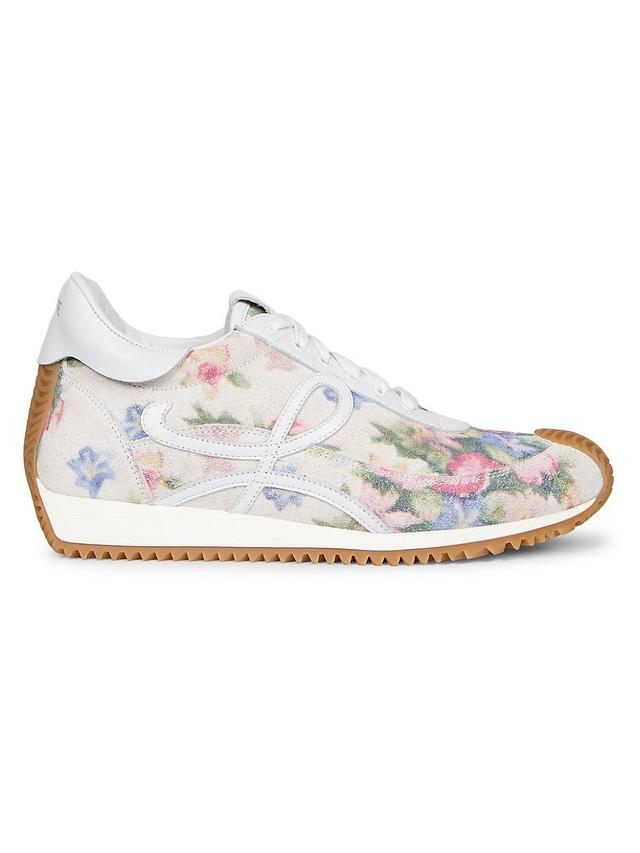 Womens Flow Runner Floral Brushed Suede Sneakers Product Image