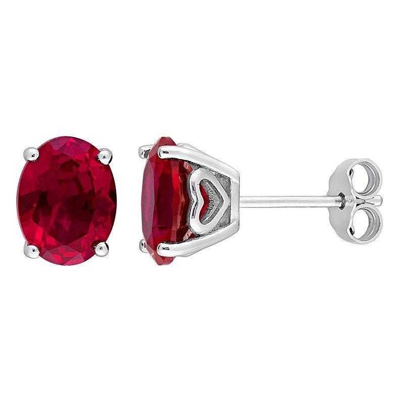 Stella Grace Sterling Silver & Gemstone Oval Stud Earrings, Womens, Created Red Product Image