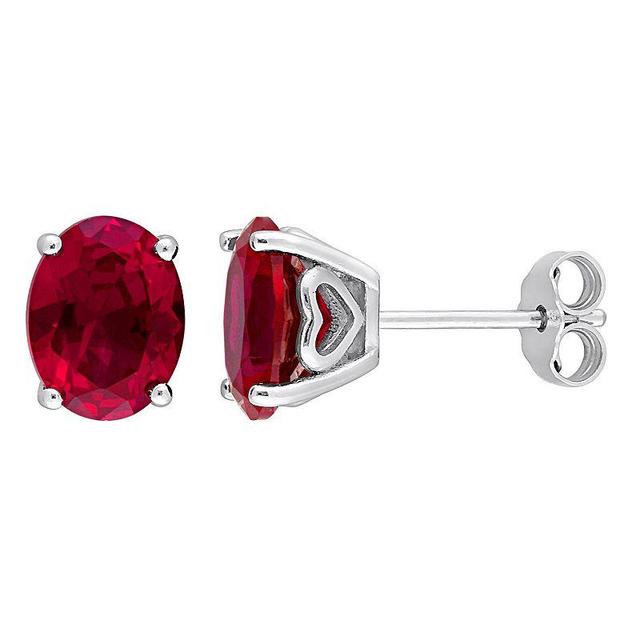 Stella Grace Sterling Silver & Gemstone Oval Stud Earrings, Womens, Red Product Image