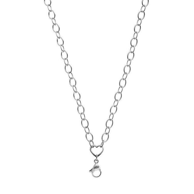 Blue La Rue Stainless Steel Heart Rolo Chain Necklace, Womens Silver Product Image