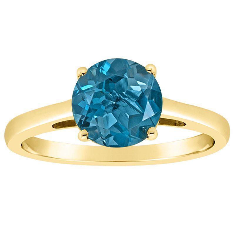 Alyson Layne 14k Gold Round London Blue Topaz Solitaire Ring, Womens Product Image