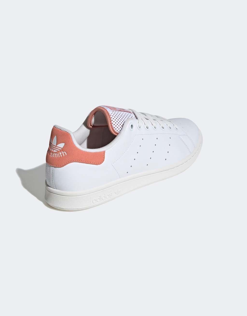 adidas Originals Stan Smith sneakers in white with peach tab Product Image