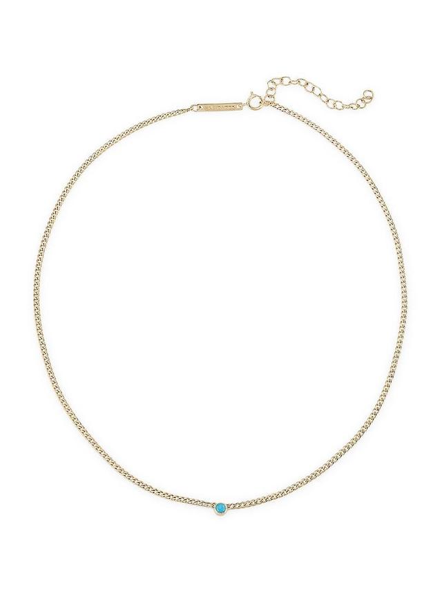 Zoe Chicco 14K Yellow Gold Turquoise Pendant Necklace, 14-16 Product Image