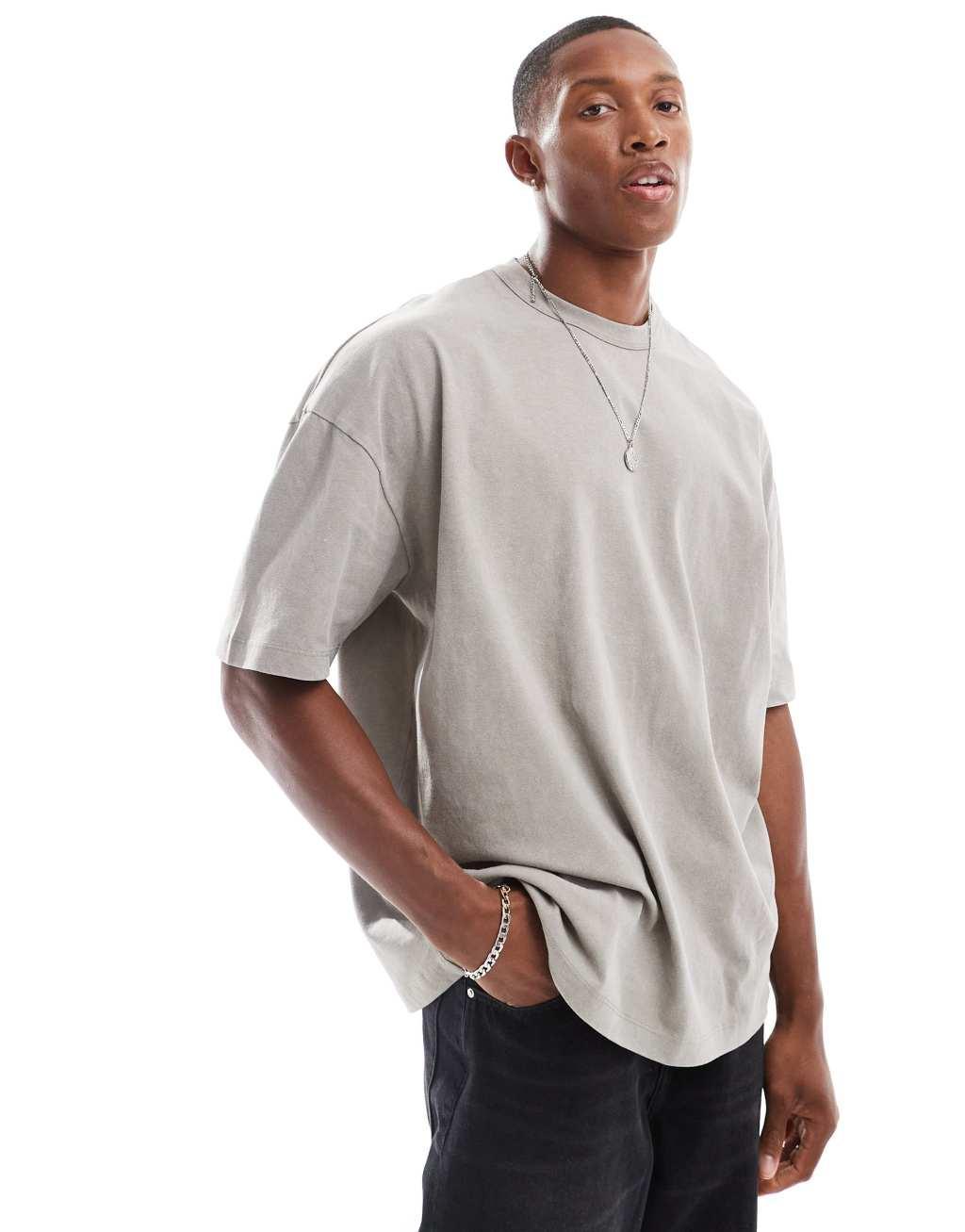 ASOS DESIGN oversized t-shirt in washed gray Product Image