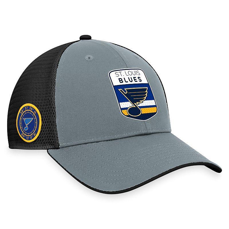 Mens Fanatics Branded Gray/Black St. Louis Blues Authentic Pro Home Ice Trucker Adjustable Hat Product Image