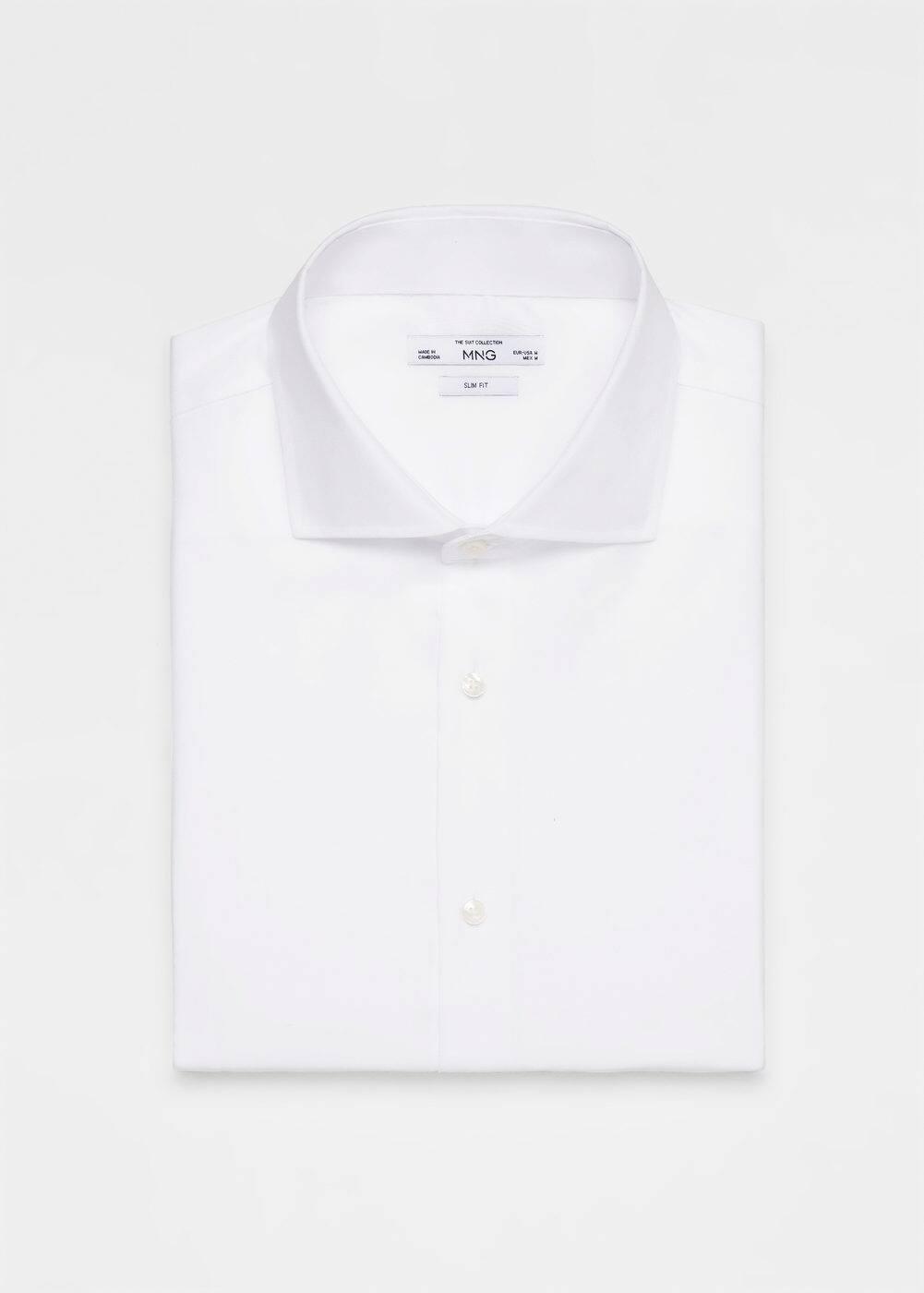 MANGO MAN - Slim-fit textured cotton suit shirt whiteMen Product Image