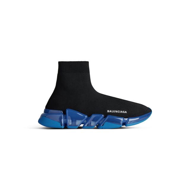 Men's Speed 2.0 Full Clear Sole Recycled Knit Sneaker in Black/blue Product Image