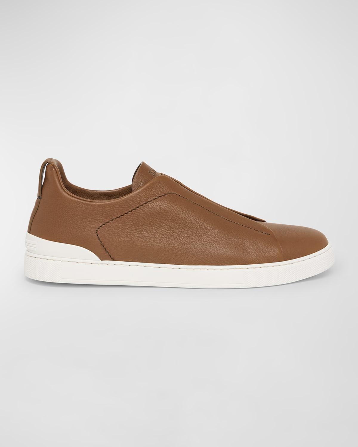 Mens Triple Stitch Leather Low-Top Sneakers Product Image