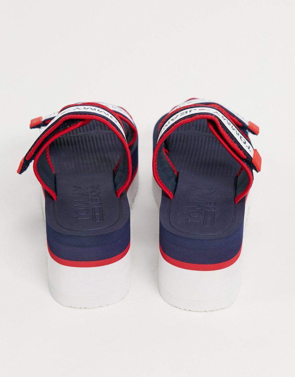 Tommy Hilfiger chunky tape sandals in navy Product Image