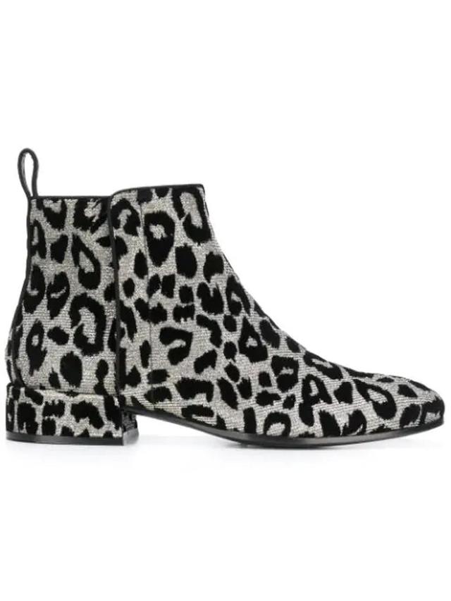 DOLCE & GABBANA Flocked Metallic Knitted Ankle Boots In Silver Black Product Image