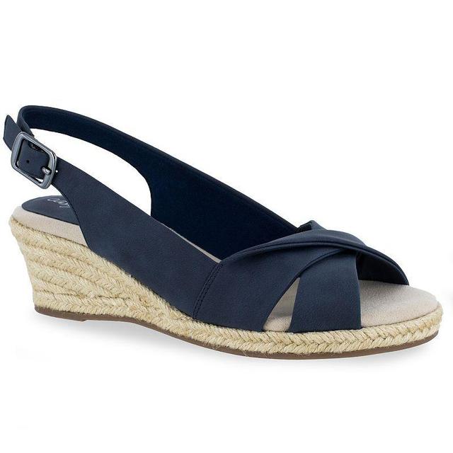 Easy Street Maureen Womens Espadrille Wedge Sandals Blue Product Image