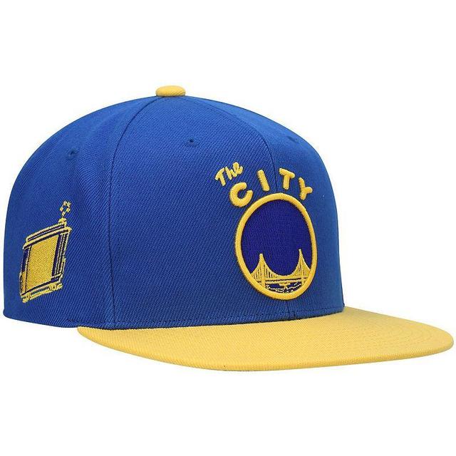 Mens Mitchell & Ness Royal/Gold Golden State Warriors Hardwood Classics Snapback Hat Product Image