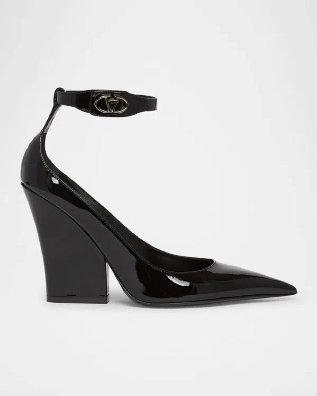 Vlogo Lockette Leather Ankle Strap Pumps In Black Product Image