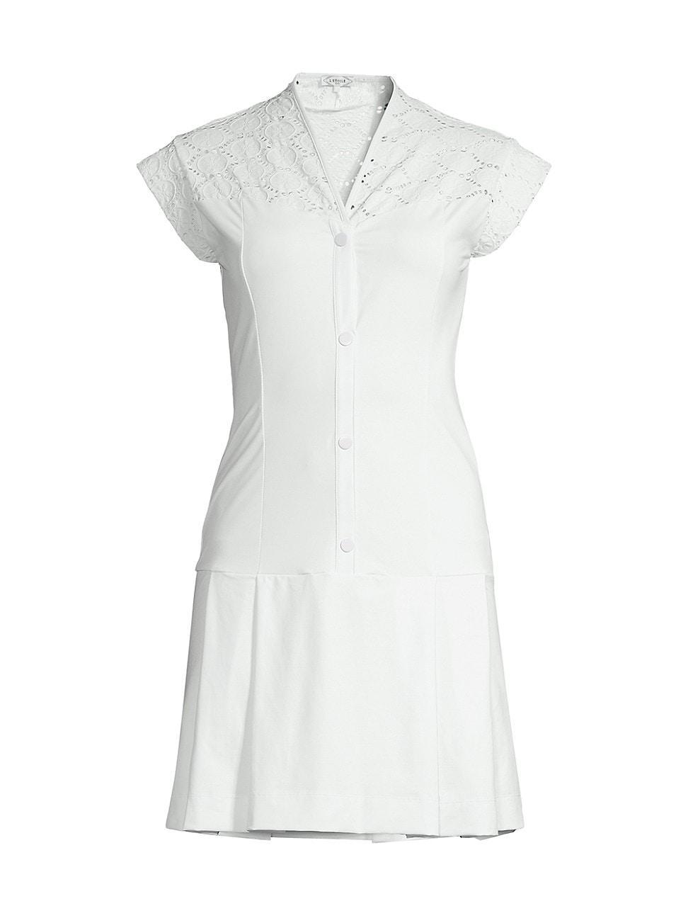 Womens Lace Yoke Cap-Sleeve Minidress product image