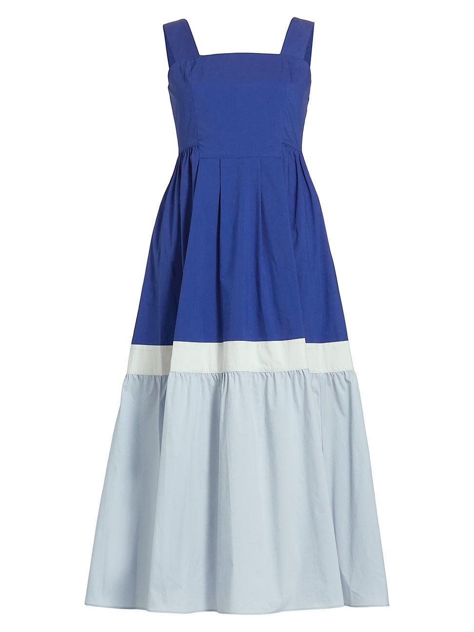 Womens Colorblock Tiered Midi-Dress Product Image