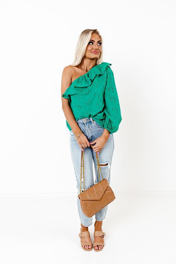 Serving Up Sangria Eyelet Top In Emerald Product Image