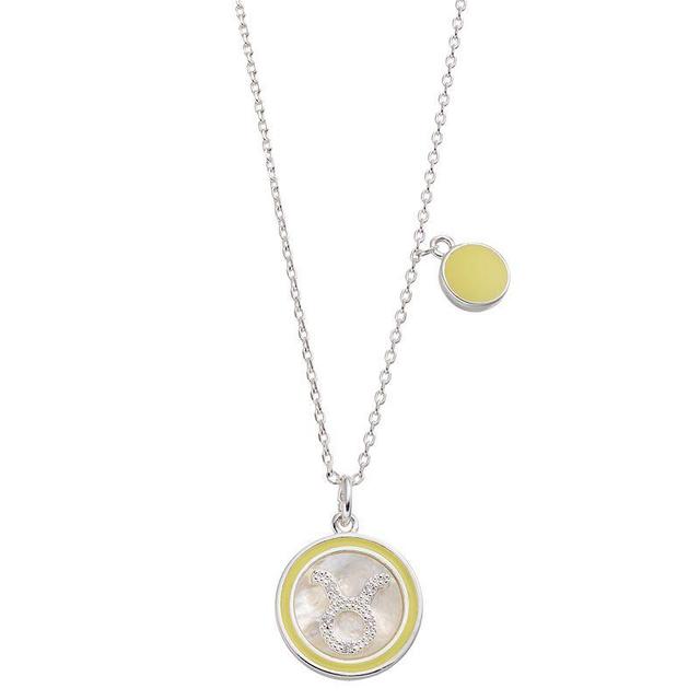 City Luxe Mother of Pearl Pisces Gold Pendant Necklace, Womens Silver Tone Taurus Product Image