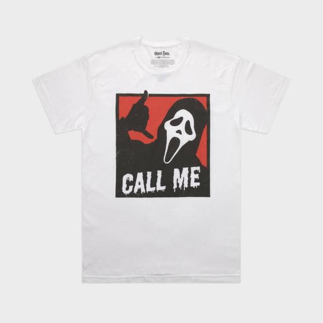Mens Ghostface Call Me Short Sleeve Graphic T-Shirt - White Product Image