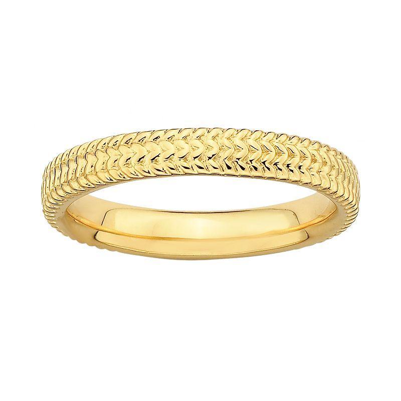 Stacks & Stones 18k Gold Over Silver Textured Stack Ring, Womens Product Image