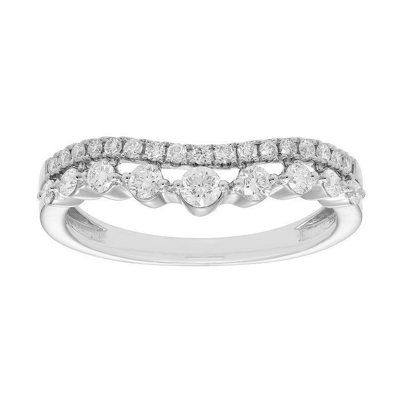 The Regal Collection 14k Gold 1/2 Carat IGL Certified Diamond Double Row Shadow Wedding Band, Womens White Product Image