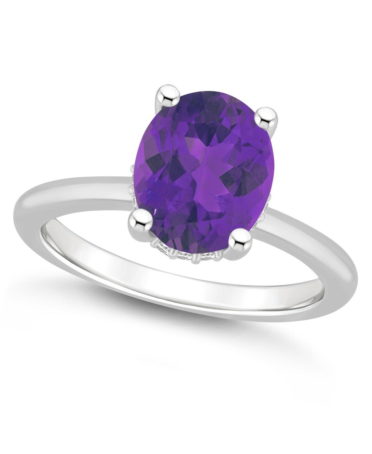 Alyson Layne Sterling Silver 10 mm x 8 mm Oval Gemstone & Diamond Accent Ring, Womens Purple Product Image