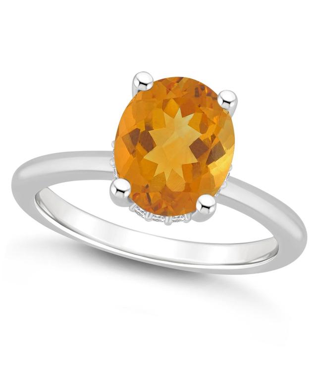 Alyson Layne Sterling Silver 10 mm x 8 mm Oval Gemstone & Diamond Accent Ring, Womens Orange Product Image