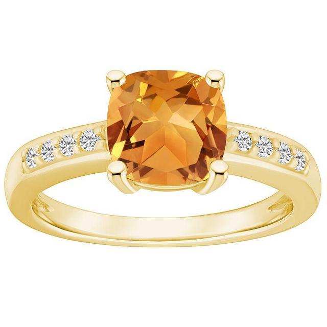 Macys Citrine and Diamond Ring (2 ct.t.w and 1/8 ct.t.w) 14K Yellow Gold Product Image