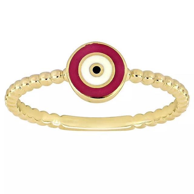 Stella Grace 14k Gold Pink & White Enamel Evil Eye Ring, Womens Product Image