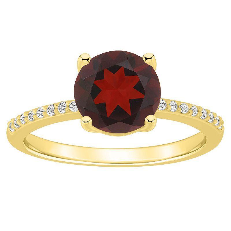 Alyson Layne 14k Gold Round Garnet & 1/10 Carat T.W. Diamond Ring, Womens Product Image